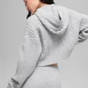 Sudadera con capucha «Winter Bliss» de punto trenzado — Gris jaspeado deportivo