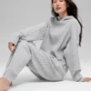 Sudadera con capucha «Winter Bliss» de punto trenzado — Gris jaspeado deportivo
