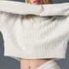 Sudadera con capucha «Winter Bliss» de punto trenzado - Marfil