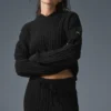 Sudadera con capucha «Winter Bliss» de punto trenzado - Negro