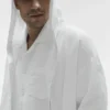 Sudadera con capucha y botones de Linen Days - Blanco