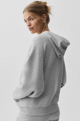 Sudadera con capucha y cremallera completa Accolade – Gris jaspeado deportivo