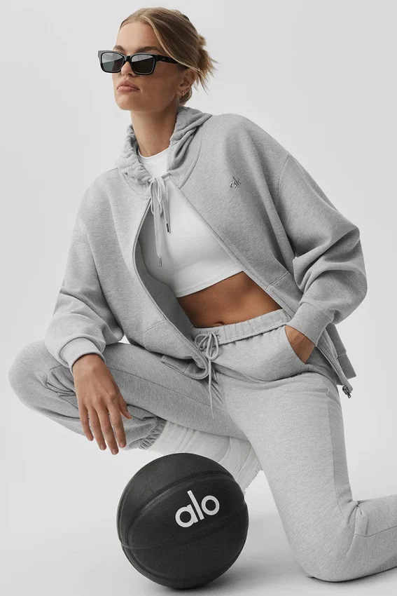 Sudadera con capucha y cremallera completa Accolade - Gris jaspeado deportivo