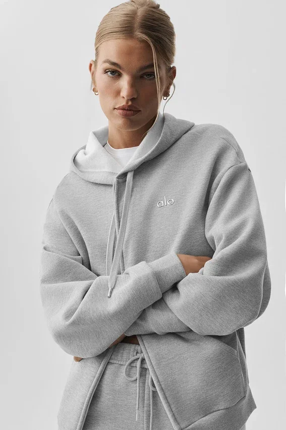 Sudadera con capucha y cremallera completa Accolade - Gris jaspeado deportivo