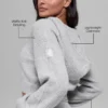 Sudadera con capucha y cremallera completa de cachemira con tejido de panal — Gris jaspeado deportivo
