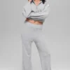 Sudadera con capucha y cremallera completa de cachemira con tejido de panal — Gris jaspeado deportivo