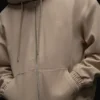 Sudadera con capucha y cremallera completa de lona de algodón - Gravel