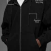 Sudadera con capucha y cremallera completa de lona de algodón - Negro