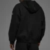 Sudadera con capucha y cremallera completa de lona de algodón - Negro
