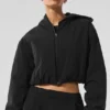 Sudadera con capucha y cremallera completa Mountain Peak de corte corto - Negro