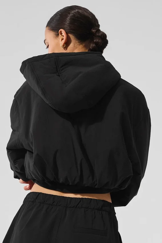 Sudadera con capucha y cremallera completa Mountain Peak de corte corto - Negro