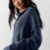 Sudadera con capucha y cremallera completa «New Class» de lana y cachemira - Azul marino