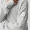 Sudadera con capucha y cremallera completa «New Class» de lana y cachemira - Blanco jaspeado
