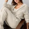Sudadera con capucha y cremallera completa «New Class» de lana y cachemira - Gris avena jaspeado