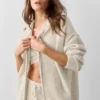 Sudadera con capucha y cremallera completa «New Class» de lana y cachemira - Gris avena jaspeado