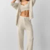 Sudadera con capucha y cremallera completa «New Class» de lana y cachemira - Gris avena jaspeado