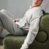 Sudadera con capucha y cremallera completa «New Class» de lana y cachemira - Gris perla jaspeado