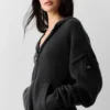 Sudadera con capucha y cremallera completa «New Class» de lana y cachemira - Negro