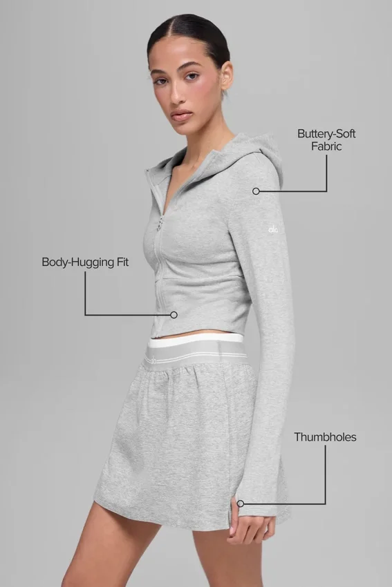 Sudadera con capucha y cremallera completa «Sway» - Gris jaspeado deportivo
