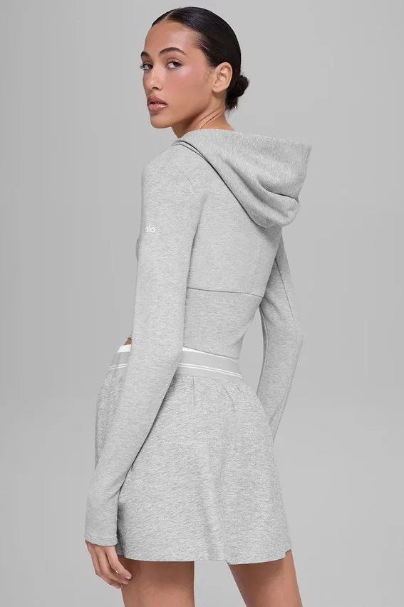 Sudadera con capucha y cremallera completa «Sway» - Gris jaspeado deportivo