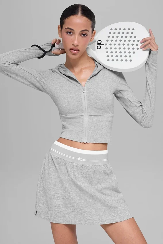 Sudadera con capucha y cremallera completa «Sway» - Gris jaspeado deportivo