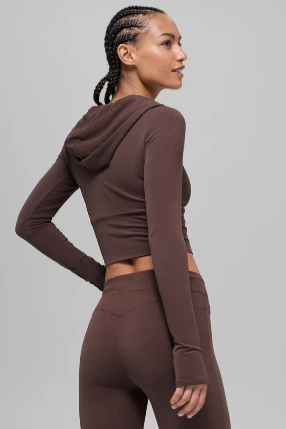 Sudadera con capucha y cremallera completa Sway - Marrón piedra