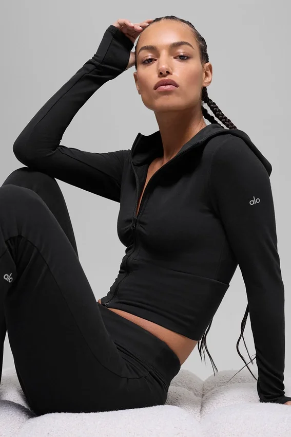 Sudadera con capucha y cremallera completa Sway - Negro