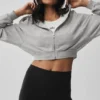 Sudadera con capucha y cremallera «Sweet Escape» — Gris jaspeado deportivo