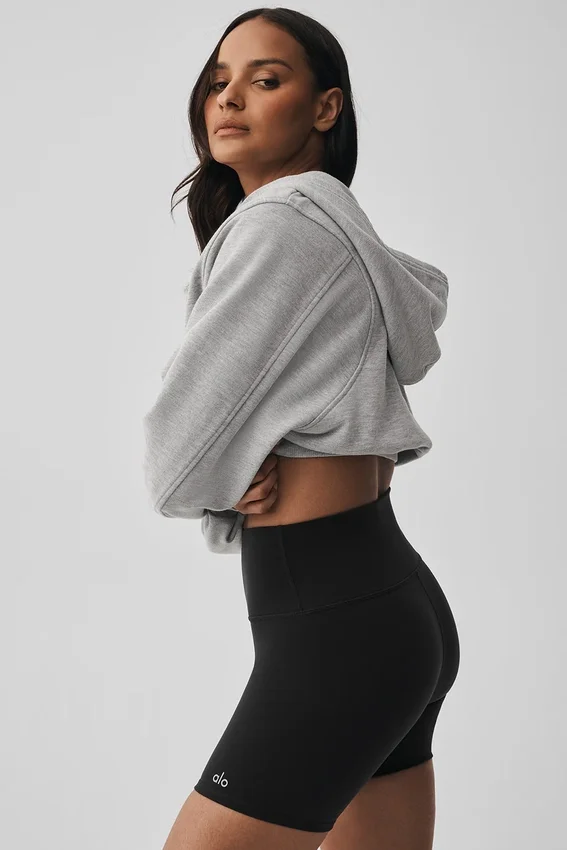 Sudadera con capucha y cremallera «Sweet Escape» — Gris jaspeado deportivo