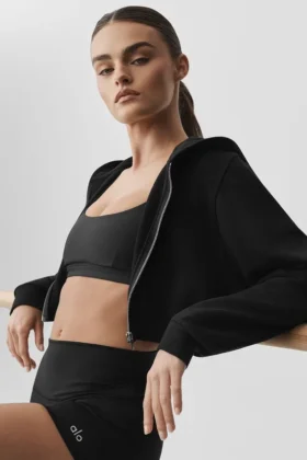 Sudadera con capucha y cremallera Sweet Escape – Negro
