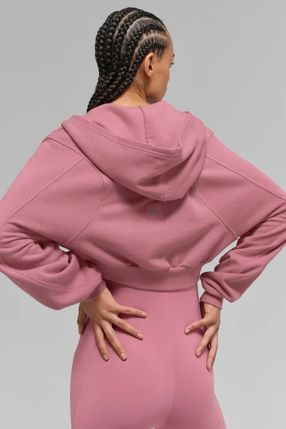 Sudadera con capucha y cremallera «Sweet Escape» - Rosa silvestre
