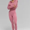 Sudadera con capucha y cremallera «Sweet Escape» - Rosa silvestre