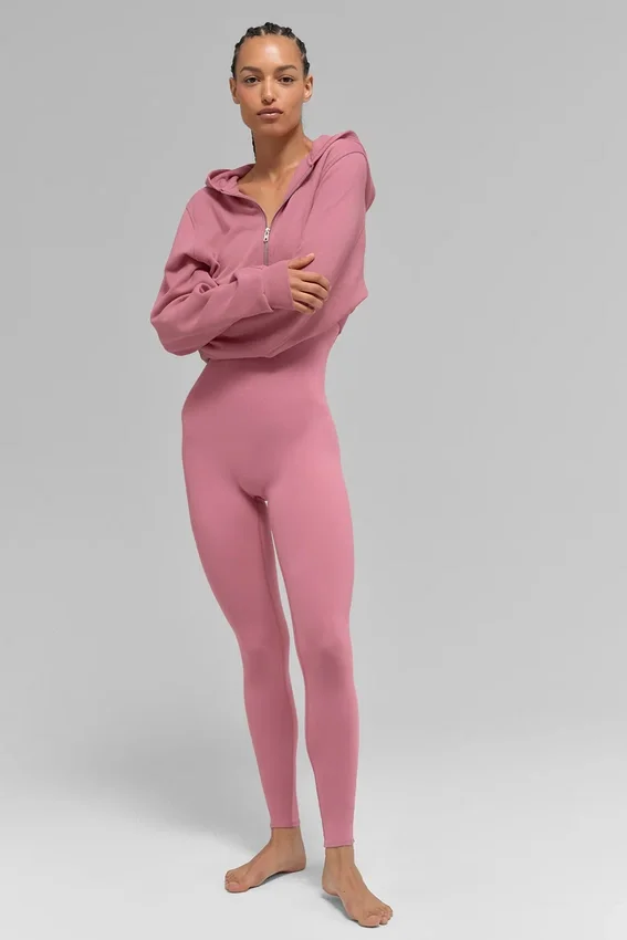 Sudadera con capucha y cremallera «Sweet Escape» - Rosa silvestre
