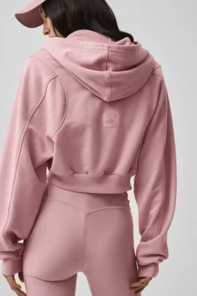 Sudadera con capucha y cremallera «Sweet Escape» – Rosa vintage