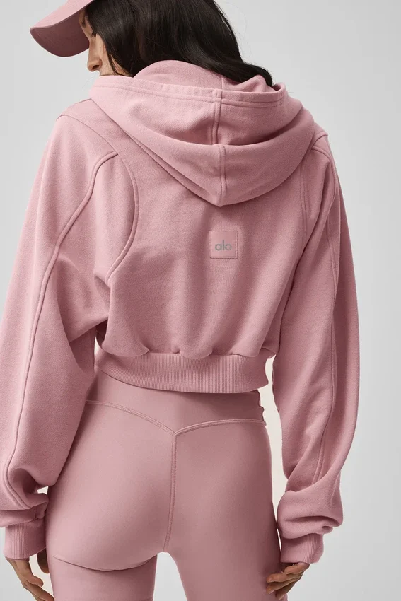 Sudadera con capucha y cremallera «Sweet Escape» - Rosa vintage
