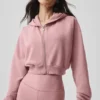 Sudadera con capucha y cremallera «Sweet Escape» - Rosa vintage
