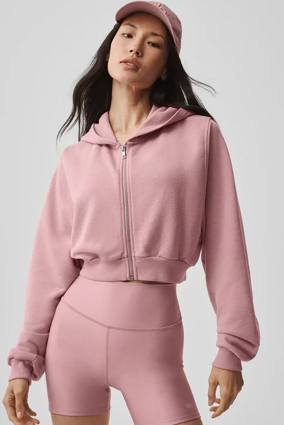 Sudadera con capucha y cremallera «Sweet Escape» - Rosa vintage