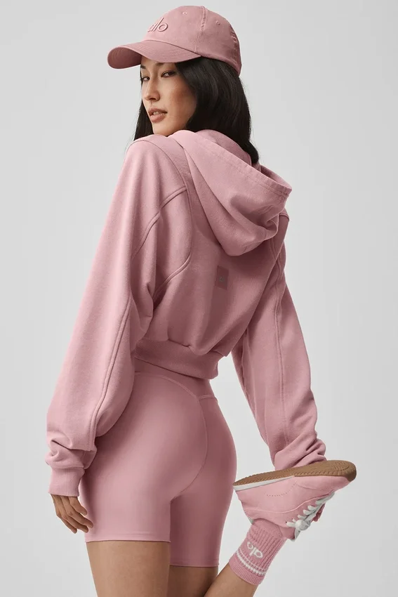 Sudadera con capucha y cremallera «Sweet Escape» - Rosa vintage