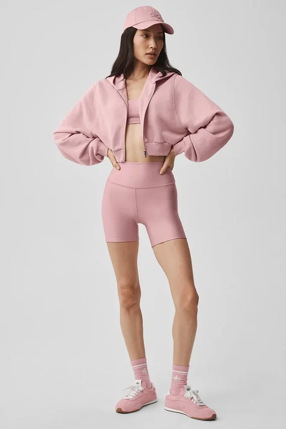 Sudadera con capucha y cremallera «Sweet Escape» - Rosa vintage