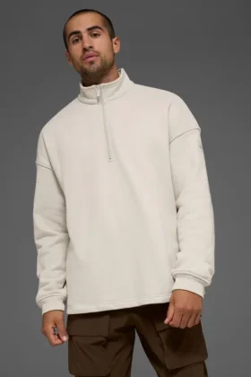 Sudadera con cremallera de 1/4 de Renown Heavy Weight - Hueso