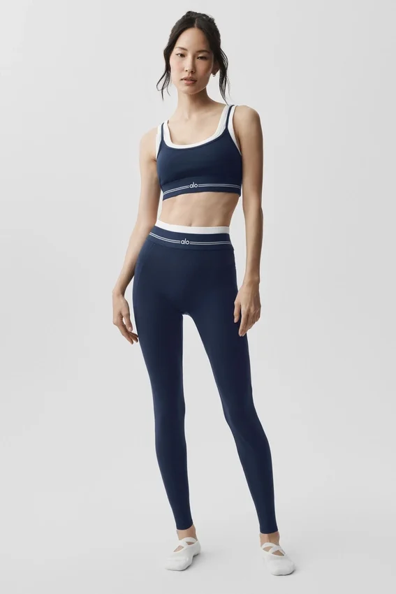 High-Waist Airbrush 7/8 «Better Together» - Azul marino/Blanco