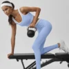 High-Waist Airbrush 7/8 «Better Together» - Azul Provenza claro/