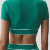 Sujetador de manga corta Alo Softsculpt Amp It up - Emerald Isle