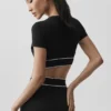 Sujetador de manga corta Alo Softsculpt Amp It up - Negro