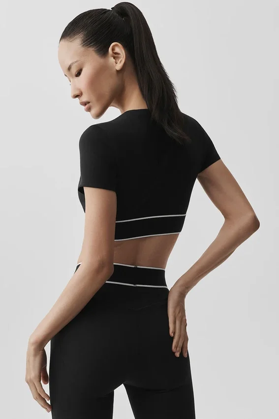 Sujetador de manga corta Alo Softsculpt Amp It up - Negro