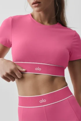 Sujetador de manga corta Alo Softsculpt Amp It up – Rosa Paraíso