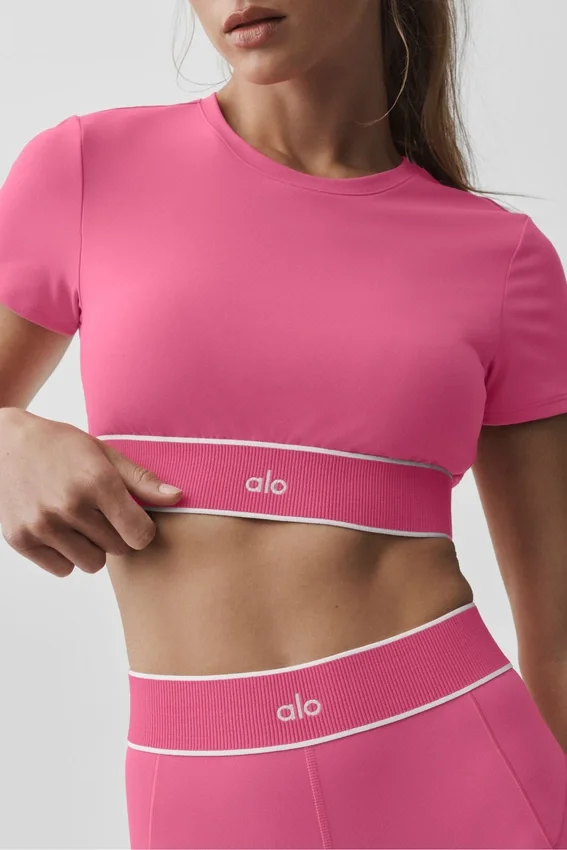 Sujetador de manga corta Alo Softsculpt Amp It up - Rosa Paraíso
