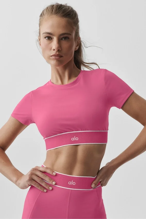 Sujetador de manga corta Alo Softsculpt Amp It up - Rosa Paraíso