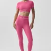 Sujetador de manga corta Alo Softsculpt Amp It up - Rosa Paraíso