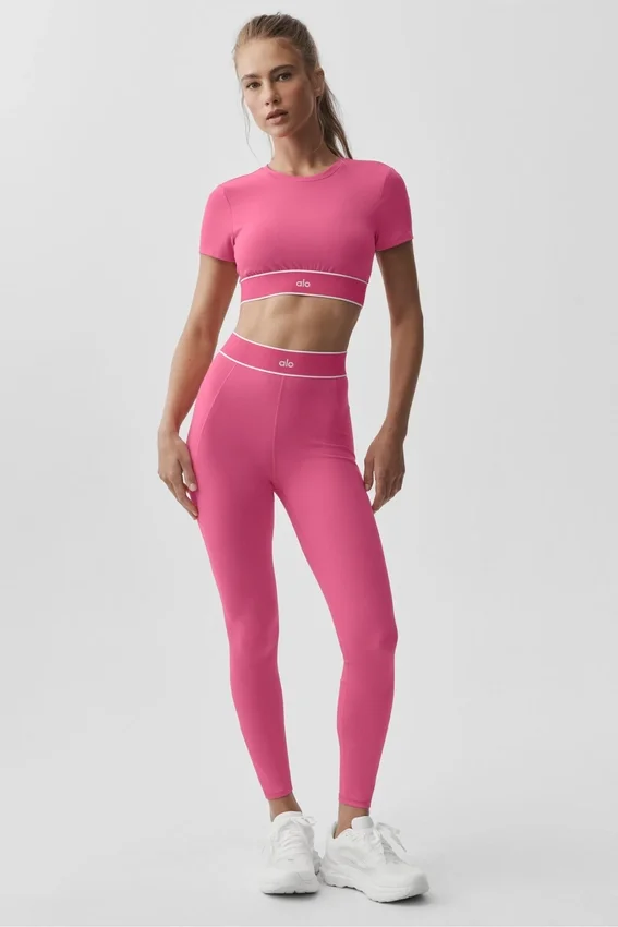 Sujetador de manga corta Alo Softsculpt Amp It up - Rosa Paraíso
